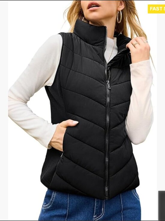 Jackets & Blazers - Sleeveless Puffer Vest Quilted Stand Collar Zip Up Winter Outerwear Chic